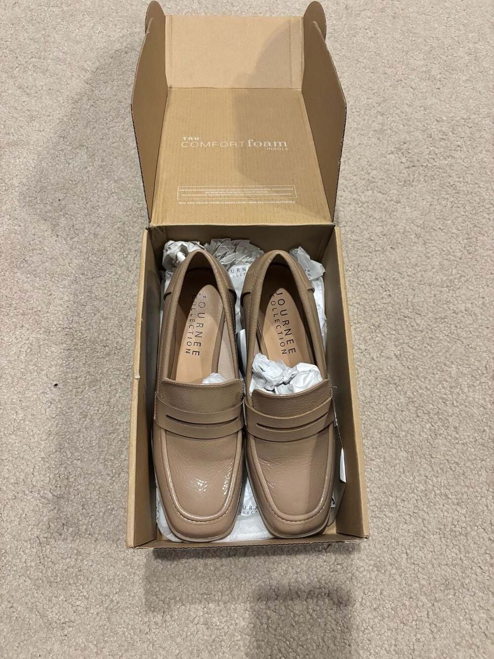 Journee Collection Malleah Block Heel Loafers Taupe Patent